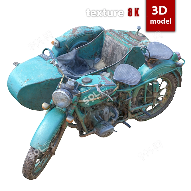 Vintage 370 Motorcycle 3D model image 3