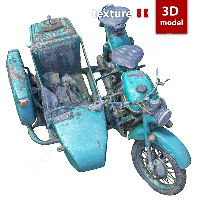 Vintage 370 Motorcycle 3D model image 4