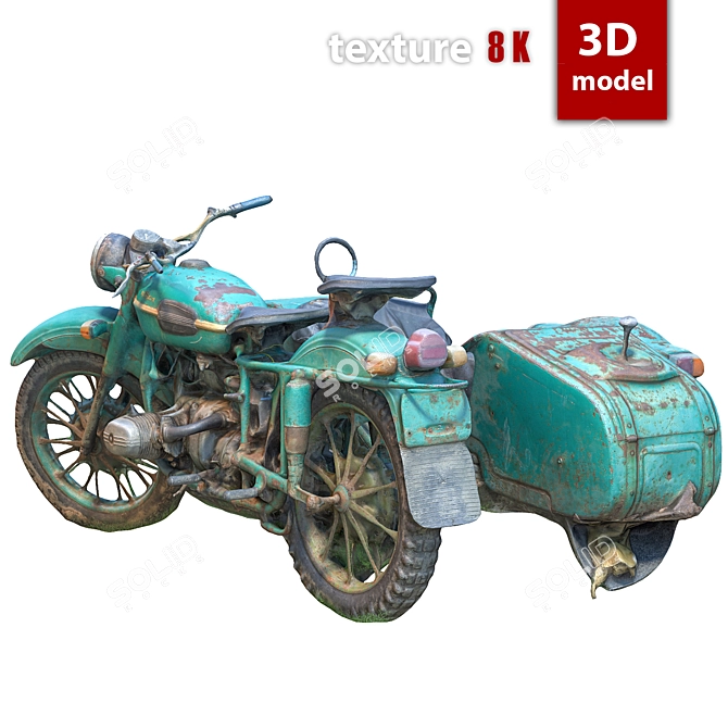 Vintage 370 Motorcycle 3D model image 5