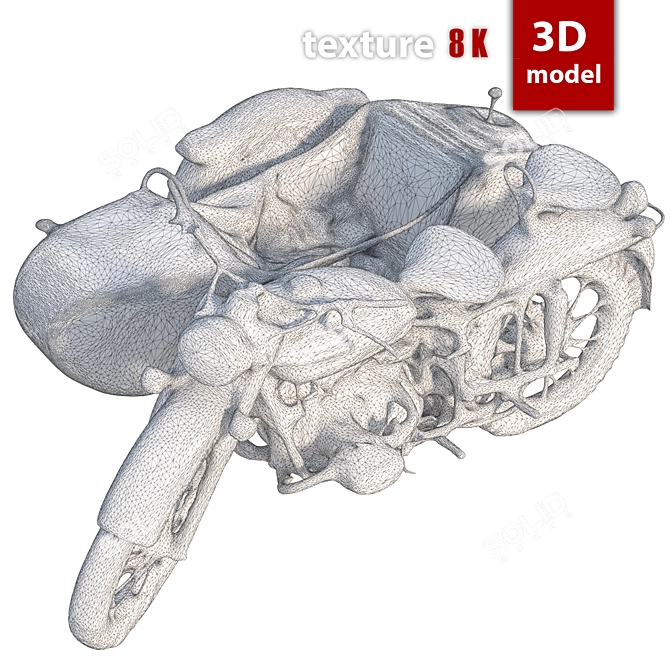 Vintage 370 Motorcycle 3D model image 7