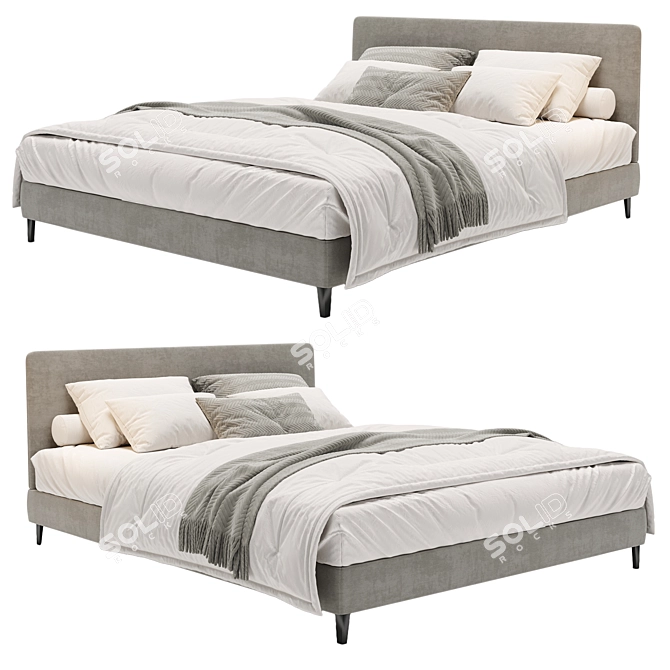 Modern White Bed Set 3D model image 1