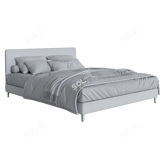 Modern White Bed Set 3D model image 2