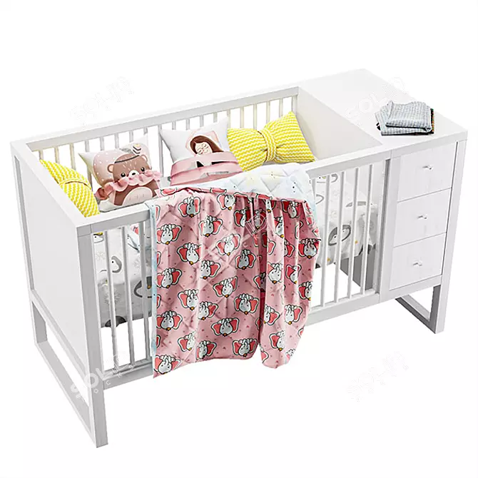 Modern Storage Crib Set | Spacious & Stylish 3D model image 1