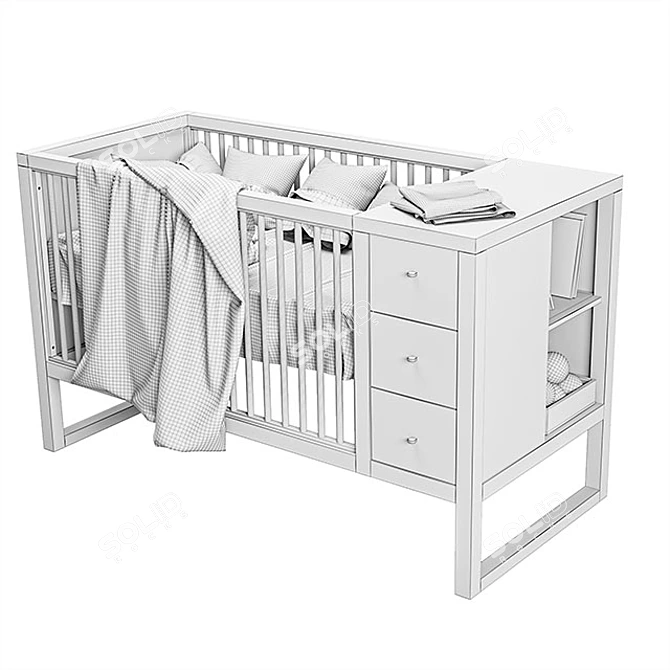 Modern Storage Crib Set | Spacious & Stylish 3D model image 3