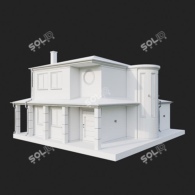 Modern Two-Story House with Rooftop Terrace 3D model image 4