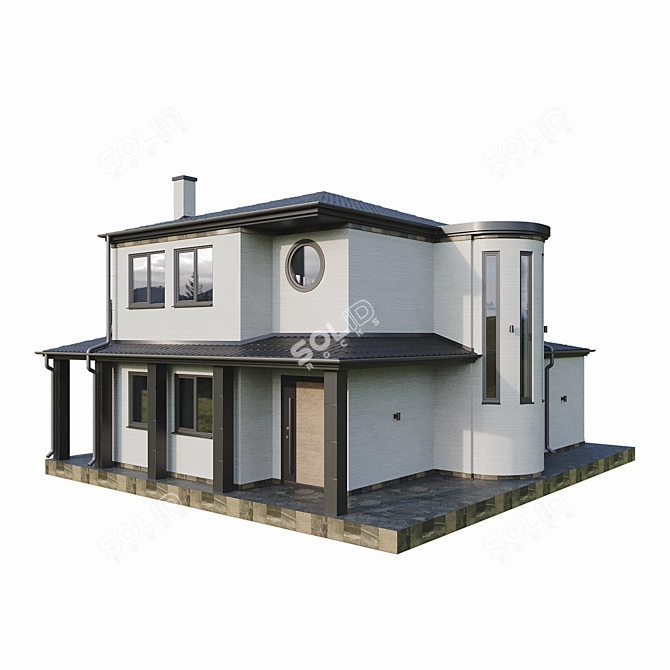 Modern Two-Story House with Rooftop Terrace 3D model image 6