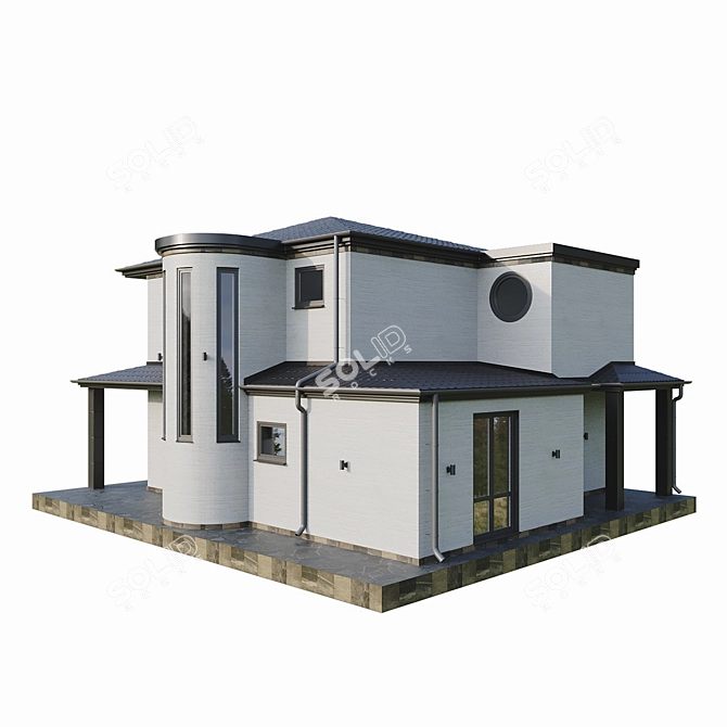 Modern Two-Story House with Rooftop Terrace 3D model image 7