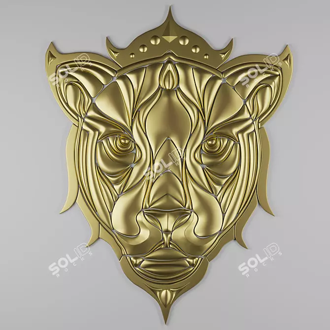 Majestic Lion Head Sculpture 3D model image 2