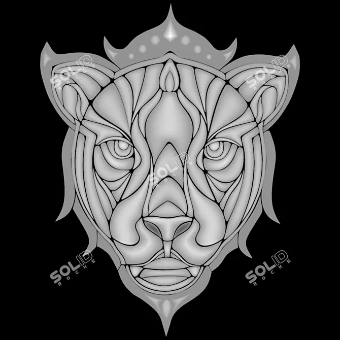 Majestic Lion Head Sculpture 3D model image 3
