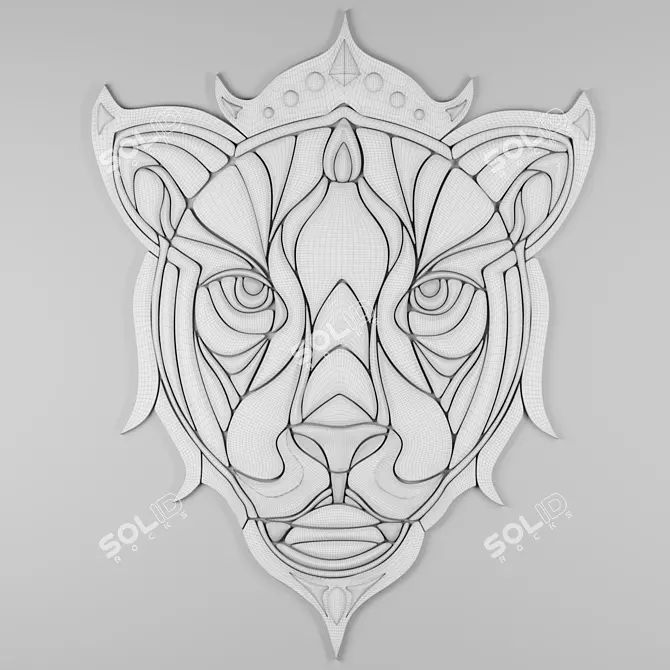 Majestic Lion Head Sculpture 3D model image 5