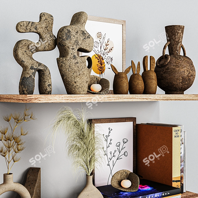 Artful Blooms: Dried Flower Decor Set 3D model image 3