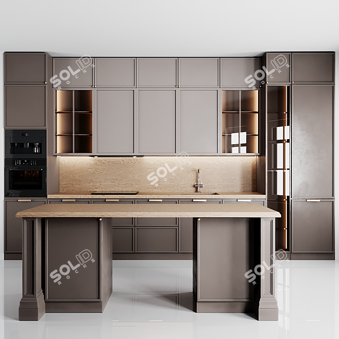 Modern Kitchen Design Set 3D model image 1