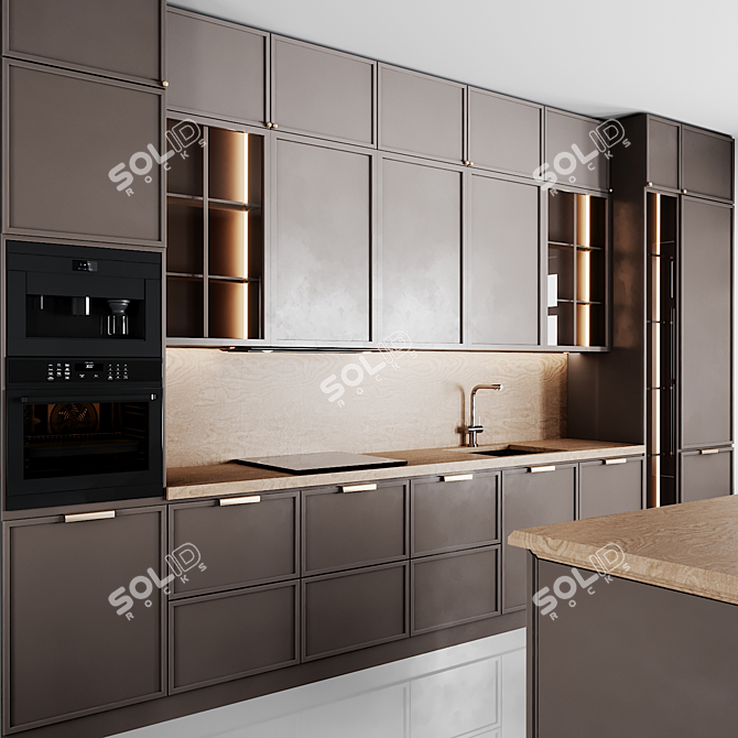 Modern Kitchen Design Set 3D model image 2