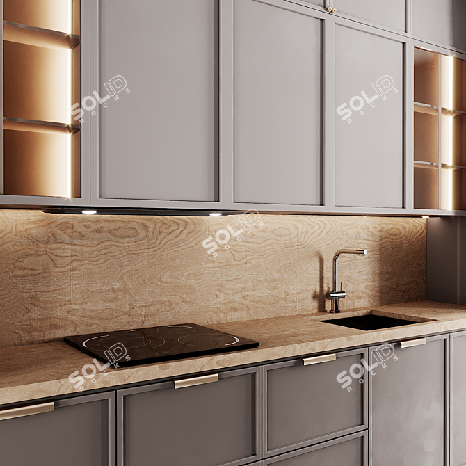 Modern Kitchen Design Set 3D model image 3