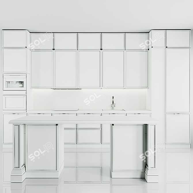 Modern Kitchen Design Set 3D model image 4