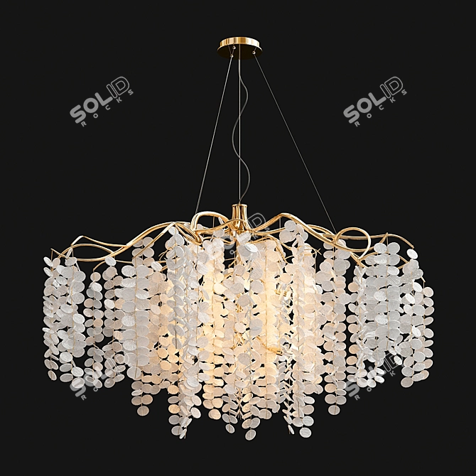 Elegant Willow Glass Chandelier 3D model image 1