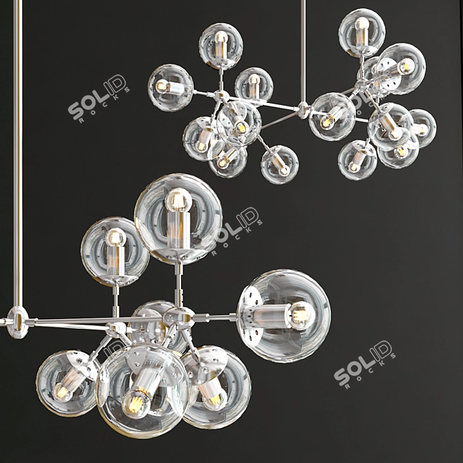 Elegant Chrome Ceiling Light 3D model image 3