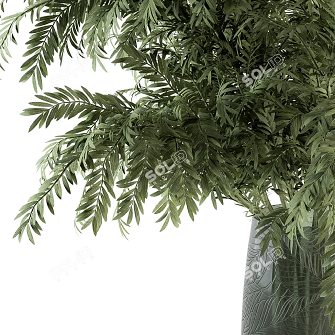 Elegant Green Branch Bouquet 3D model image 2