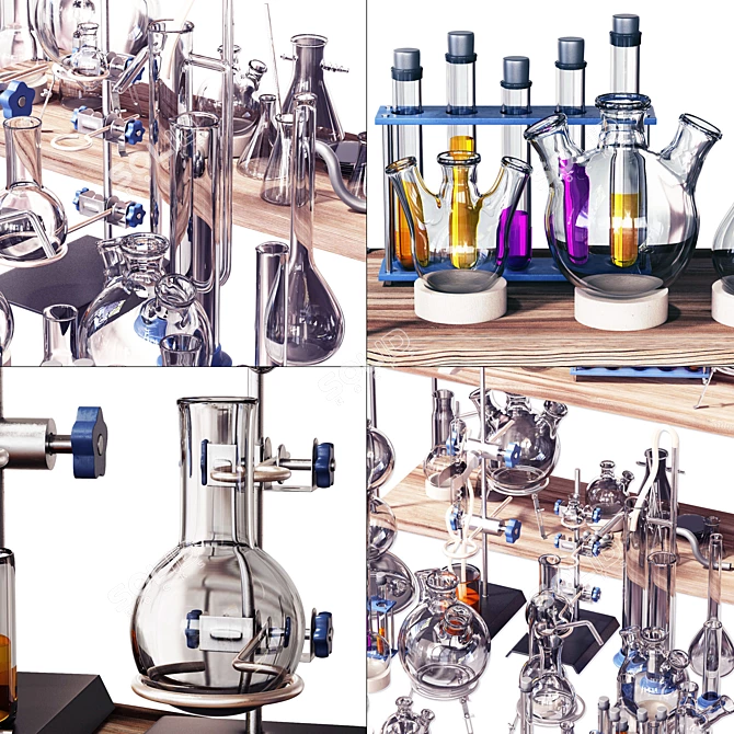 Chemistry Laboratory Glassware Set 3D model image 2