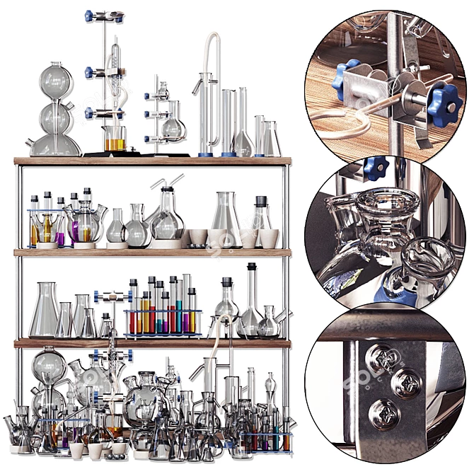 Chemistry Laboratory Glassware Set 3D model image 7