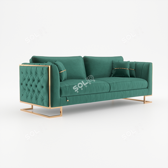Elegant Luciano OM Triple Sofa 3D model image 2