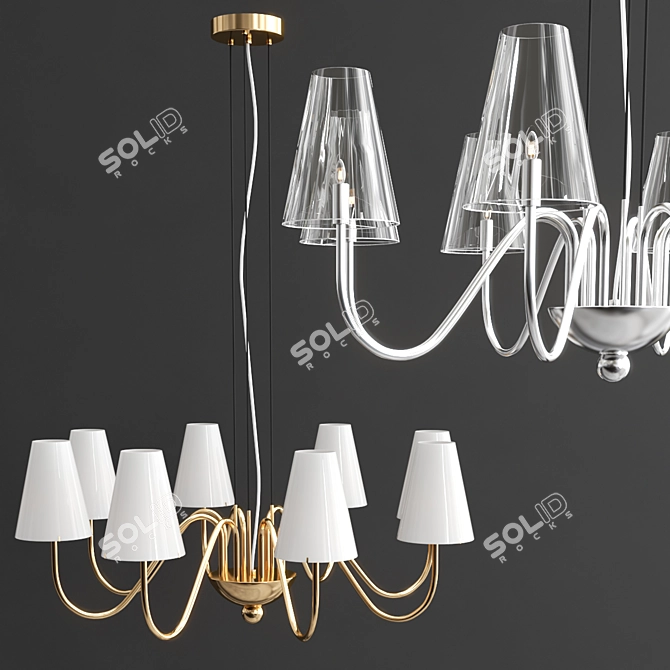 DIAFANO Hanging Chandelier: Elegant Metal and Glass Lighting 3D model image 2