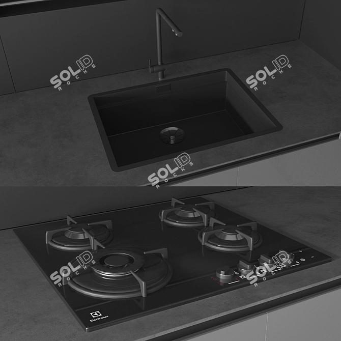 Sleek Phoenix Kitchen Design 3D model image 2