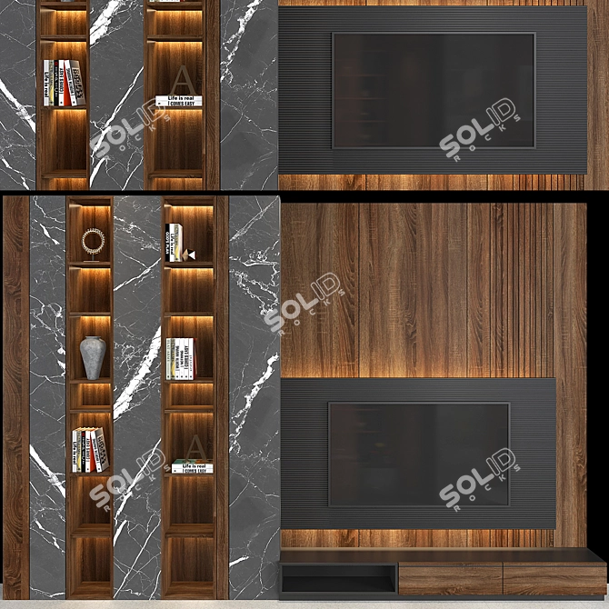 Modern TV Wall Mount Set 3D model image 1