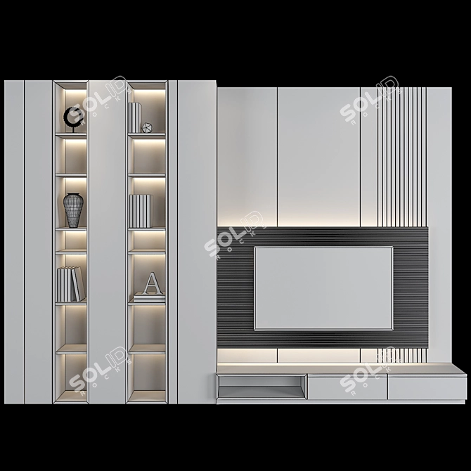 Modern TV Wall Mount Set 3D model image 2