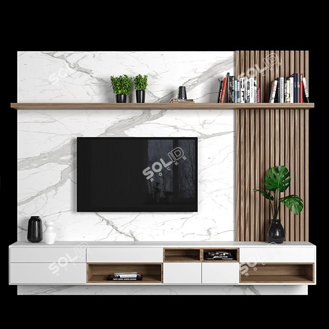 Sleek TV Wall 62 - High-Quality Modular Design 3D model image 1