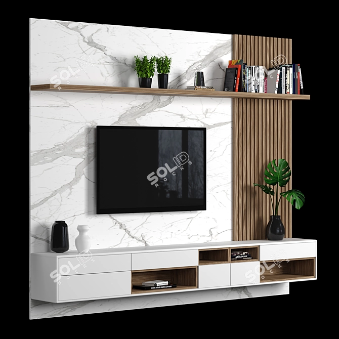 Sleek TV Wall 62 - High-Quality Modular Design 3D model image 3
