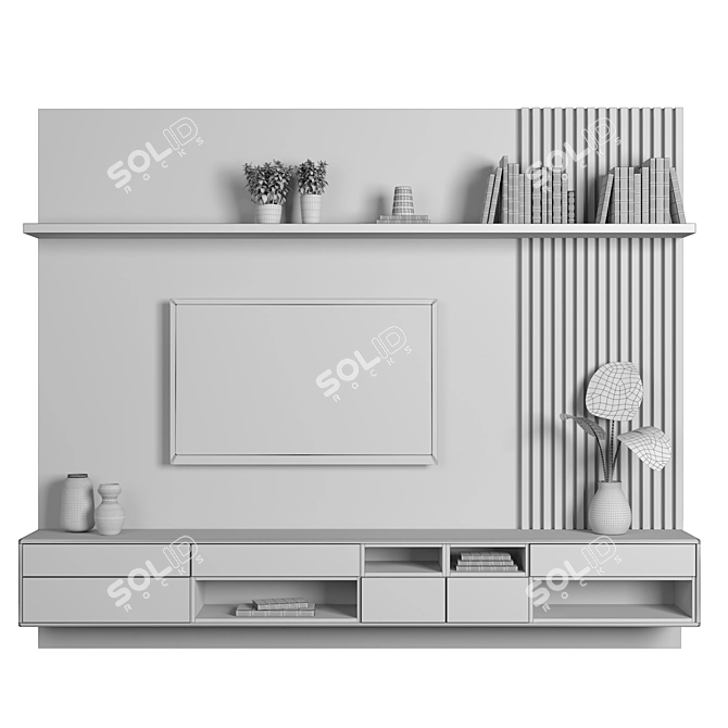 Sleek TV Wall 62 - High-Quality Modular Design 3D model image 4