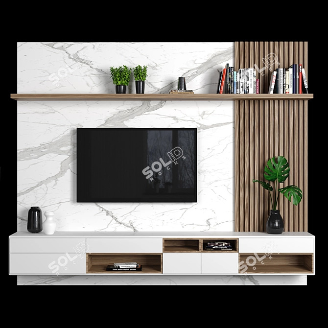 Sleek TV Wall 62 - High-Quality Modular Design 3D model image 5