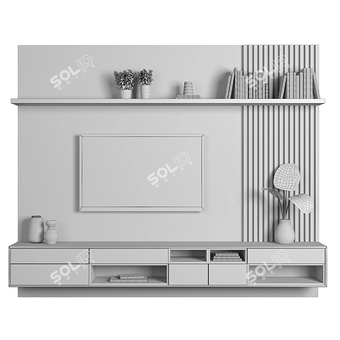 Sleek TV Wall 62 - High-Quality Modular Design 3D model image 6