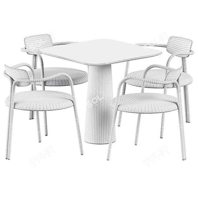 Elegant Table & Chair Set 3D model image 5