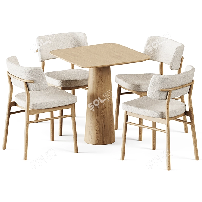 Sleek and Chic Table and Chair Set 3D model image 1