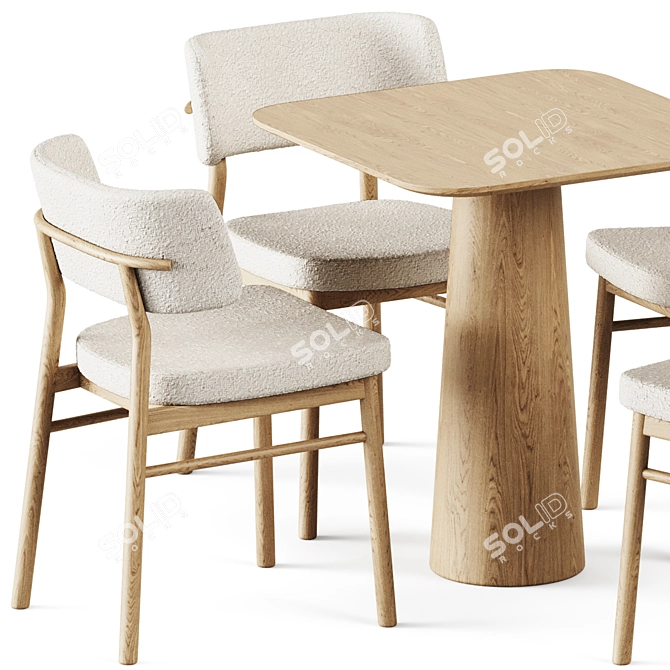 Sleek and Chic Table and Chair Set 3D model image 2