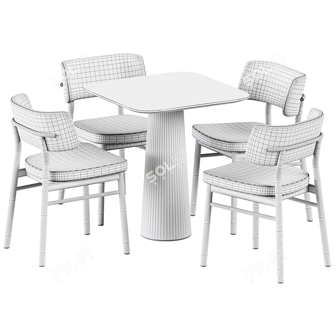 Sleek and Chic Table and Chair Set 3D model image 4