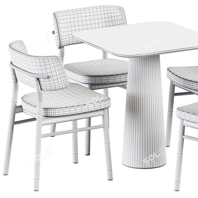 Sleek and Chic Table and Chair Set 3D model image 5