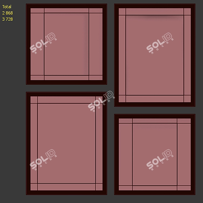 Modern Classic Frame Set with Abstract Images - 4 Frames, 5 Material Options 3D model image 7