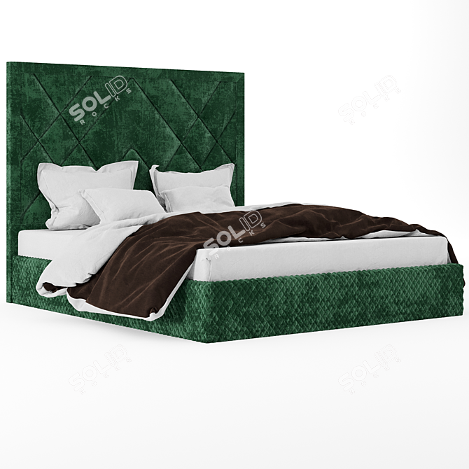 Premium Slumber Haven Bed 3D model image 2