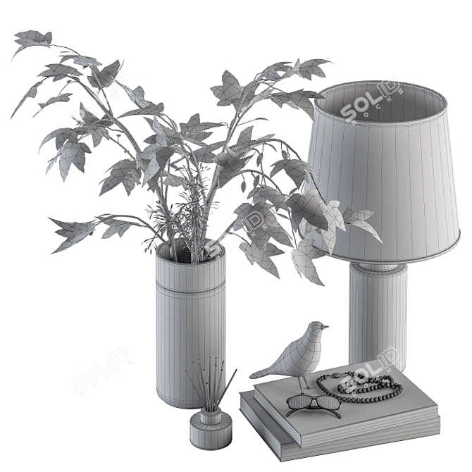 Elegant Floral Decor Set 3D model image 2