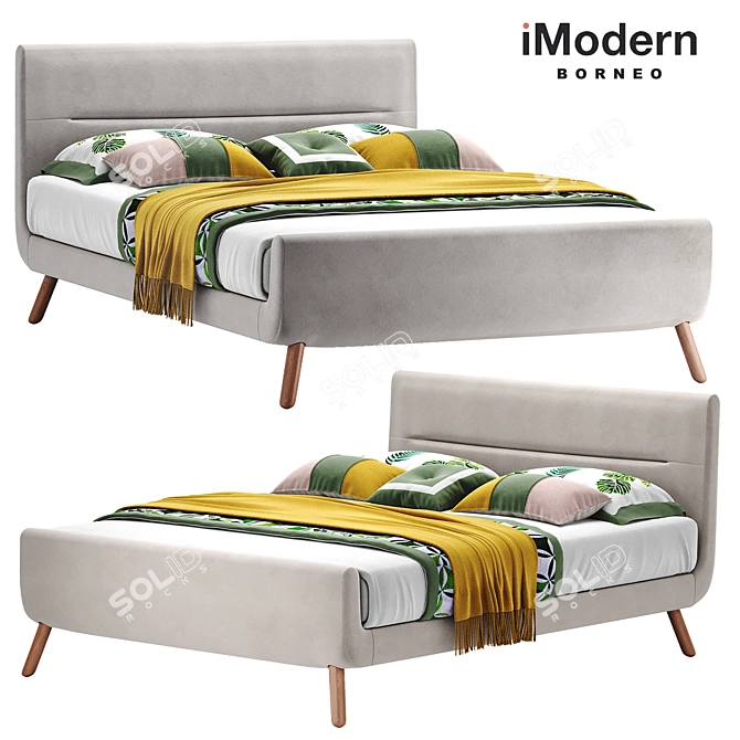 Borneo Bed: Spacious, Stylish, and Versatile 3D model image 1