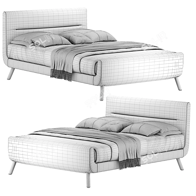 Borneo Bed: Spacious, Stylish, and Versatile 3D model image 3