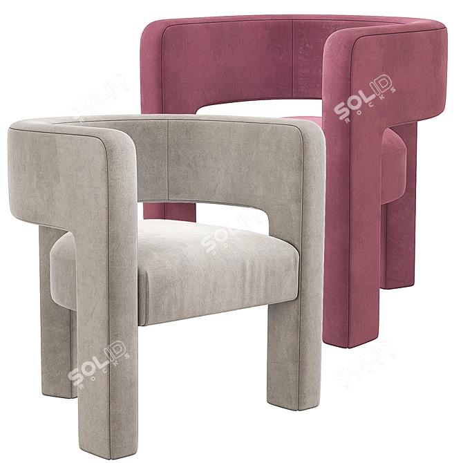 Sculpt Velvet Chair: Pink, Red, Gray, Pistachio | Crate and Barrel 3D model image 5