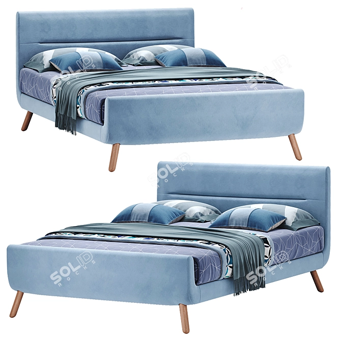 Borneo Blue Bed: Modern Elegance for Restful Nights 3D model image 4