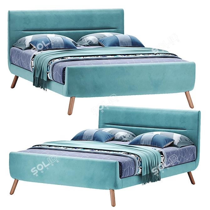 Borneo Blue Bed: Modern Elegance for Restful Nights 3D model image 5