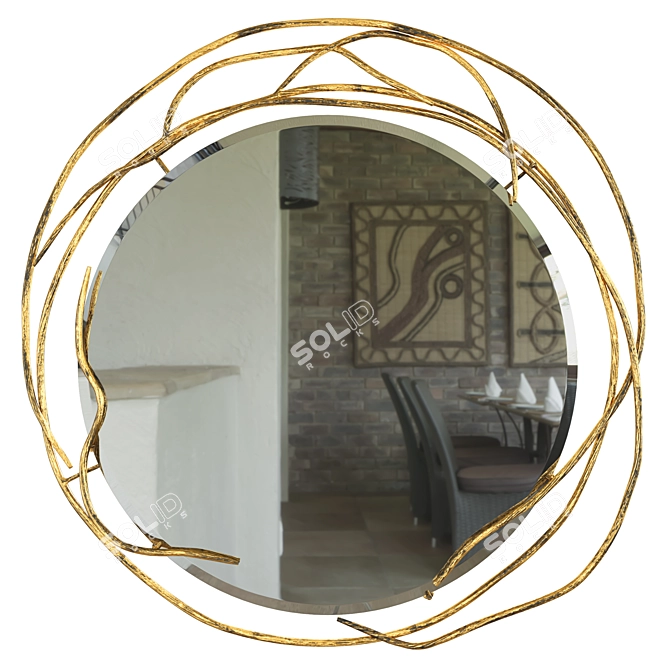 Antique Silver OM Mirror 3D model image 2