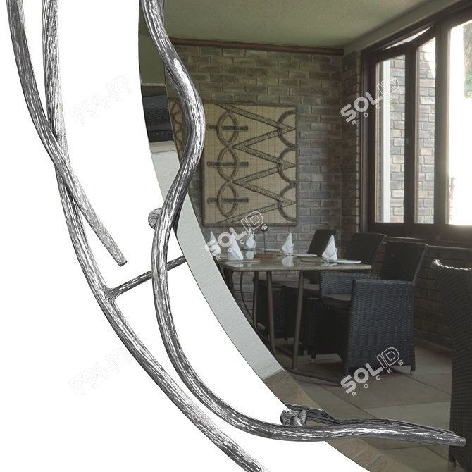 Antique Silver OM Mirror 3D model image 5