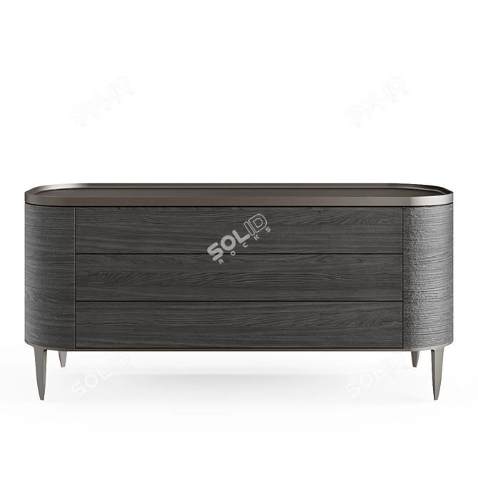 Modern Black Elm Chest of Drawers 3D model image 2
